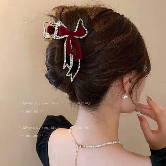 VELVET BOW LARGE HAIR CLIP