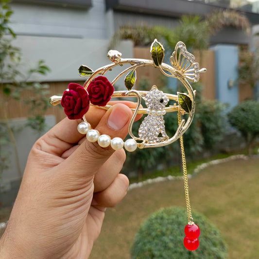 LUXURY CAT & BUTTERFLY DESIGN HAIR CLIP
