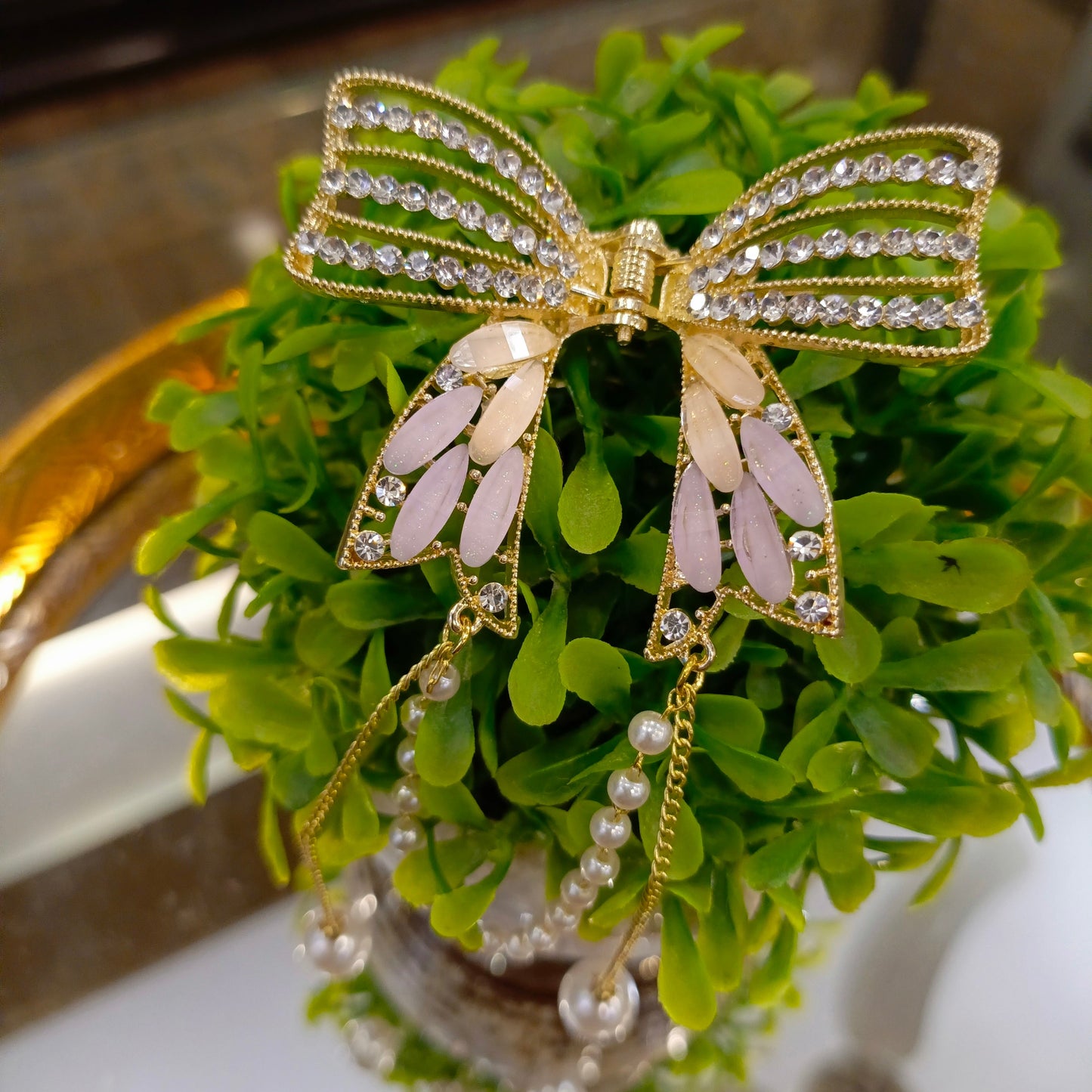 BOW STYLE MINI CRYSTAL HAIR CLIP