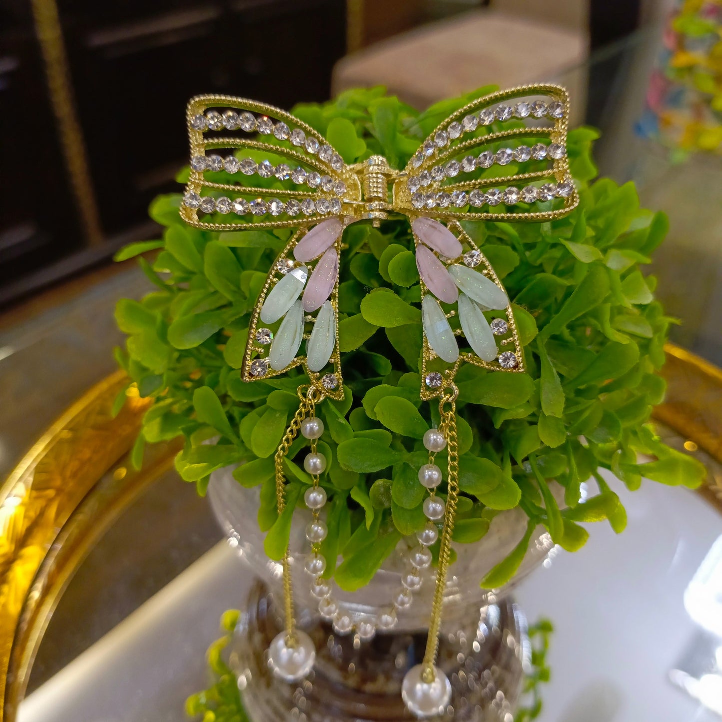 BOW STYLE MINI CRYSTAL HAIR CLIP