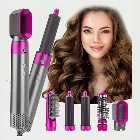 5-in-1 Hot Air Brush – Hair Dryer, Straightener, Curler & Volumizer Styler