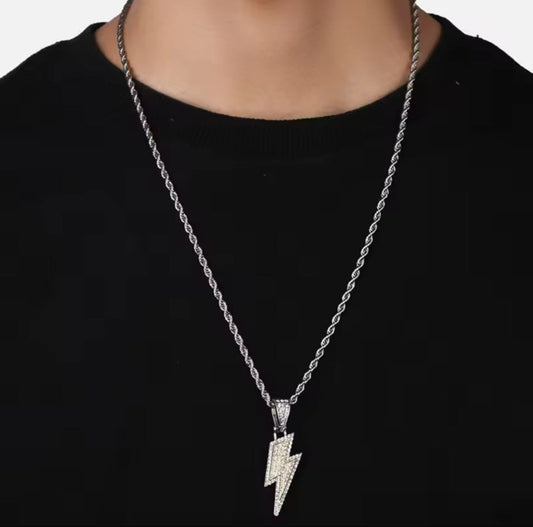 ICED LIGHTNING BOLT PENDANT