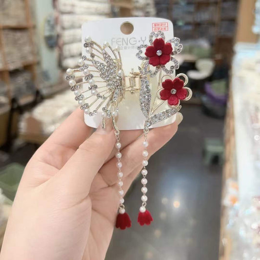 FENGY PEARL & RHINESTONE BUTTERFLY HAIR CLIP