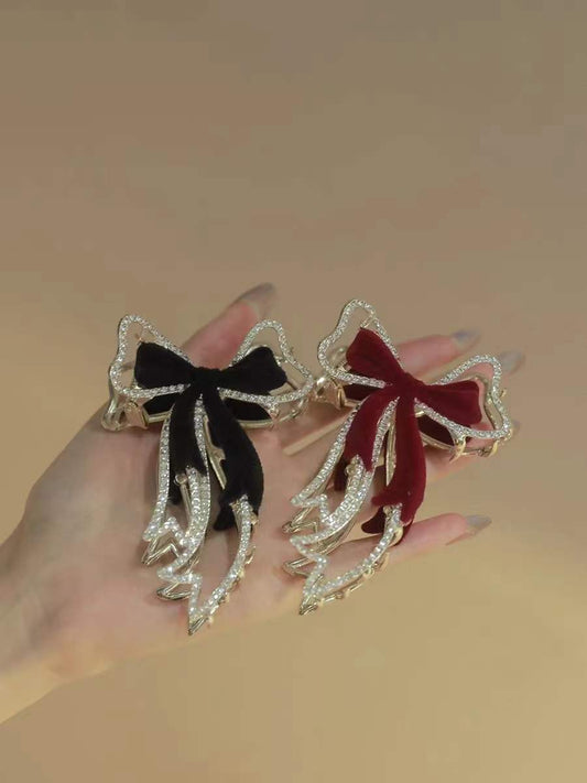 VELVET BOW LARGE HAIR CLIP