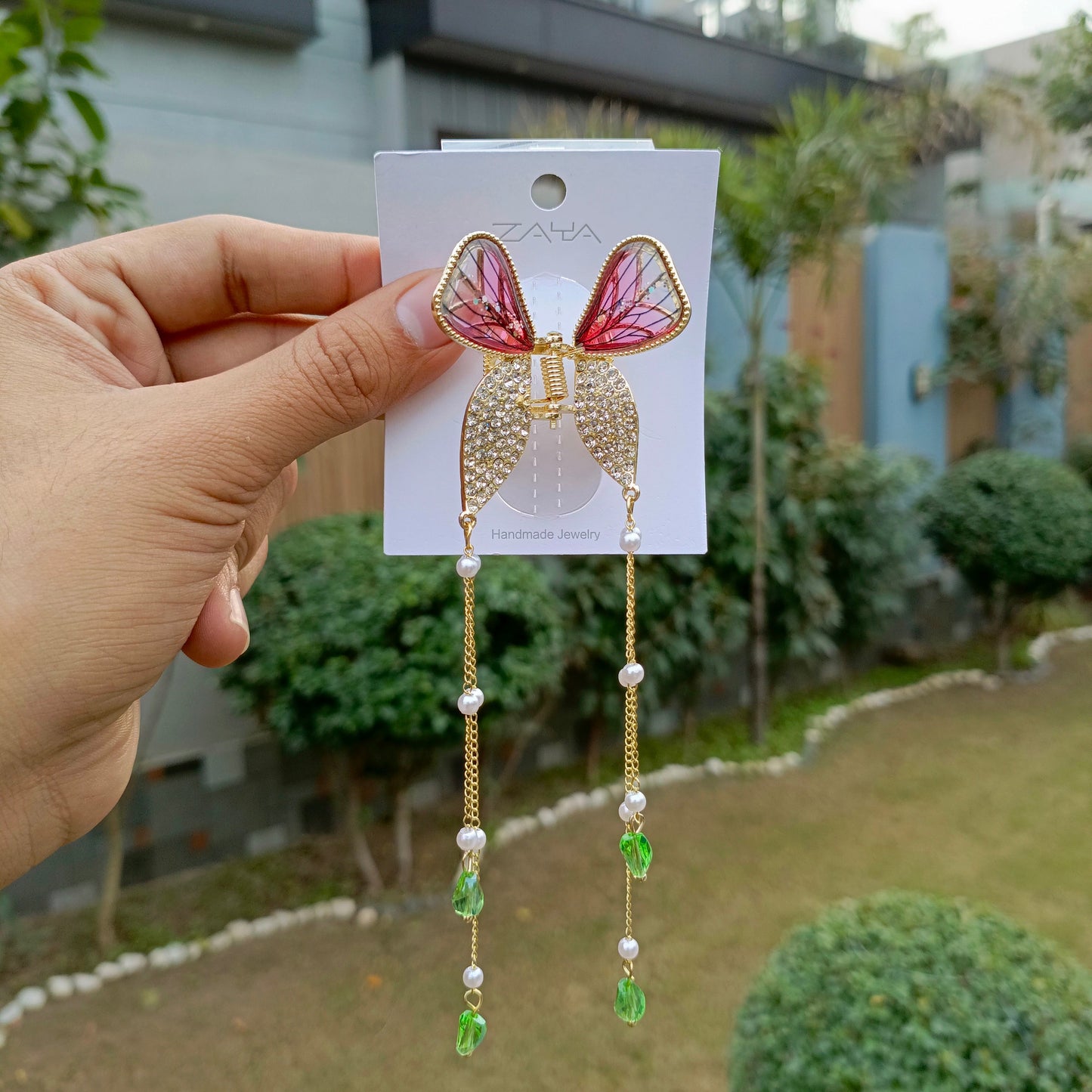 ZAYA MINI PEARLS TASSEL BUTTERFLY HAIR CLIP