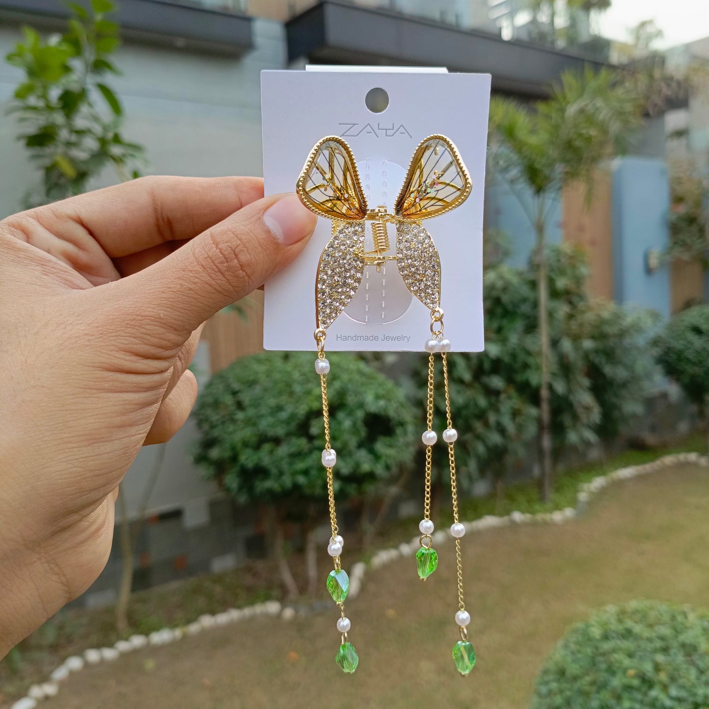ZAYA MINI PEARLS TASSEL BUTTERFLY HAIR CLIP