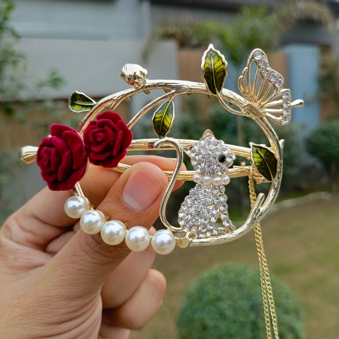 LUXURY CAT & BUTTERFLY DESIGN HAIR CLIP