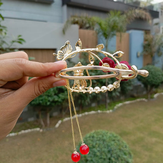 LUXURY CAT & BUTTERFLY DESIGN HAIR CLIP