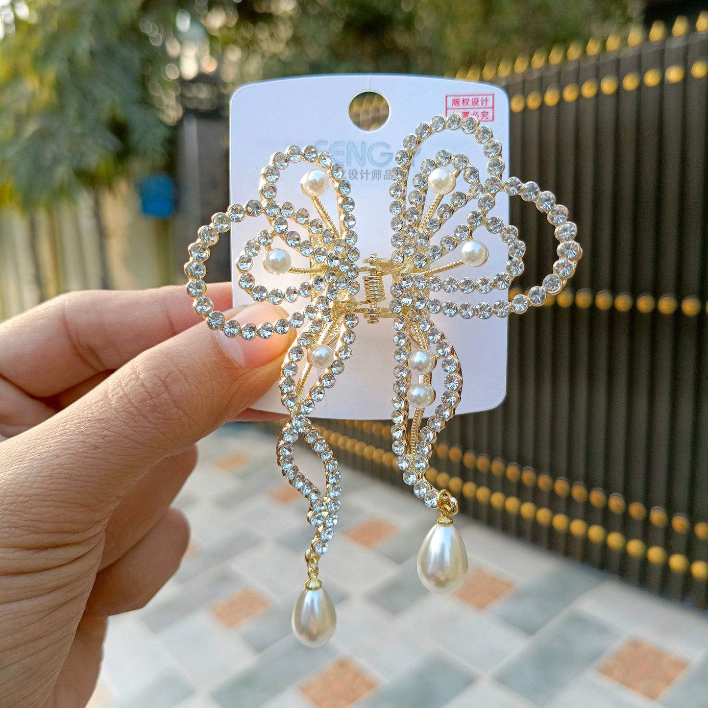 FENGY BOW STYLE RHINESTONE HAIR CLIP