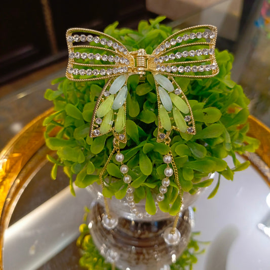 BOW STYLE MINI CRYSTAL HAIR CLIP