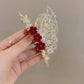 RED VELVET FLOWER LARGE HAIR CLIP