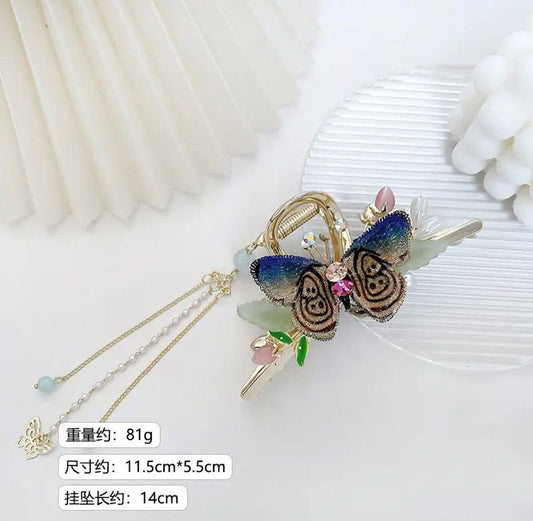 NEW EMBROIDED BUTTERFLY METAL HAIR CLIP